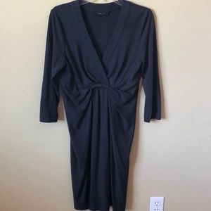 BCBGMaxAzria Charcoal Plunging V-Neckline Dress - Size Small